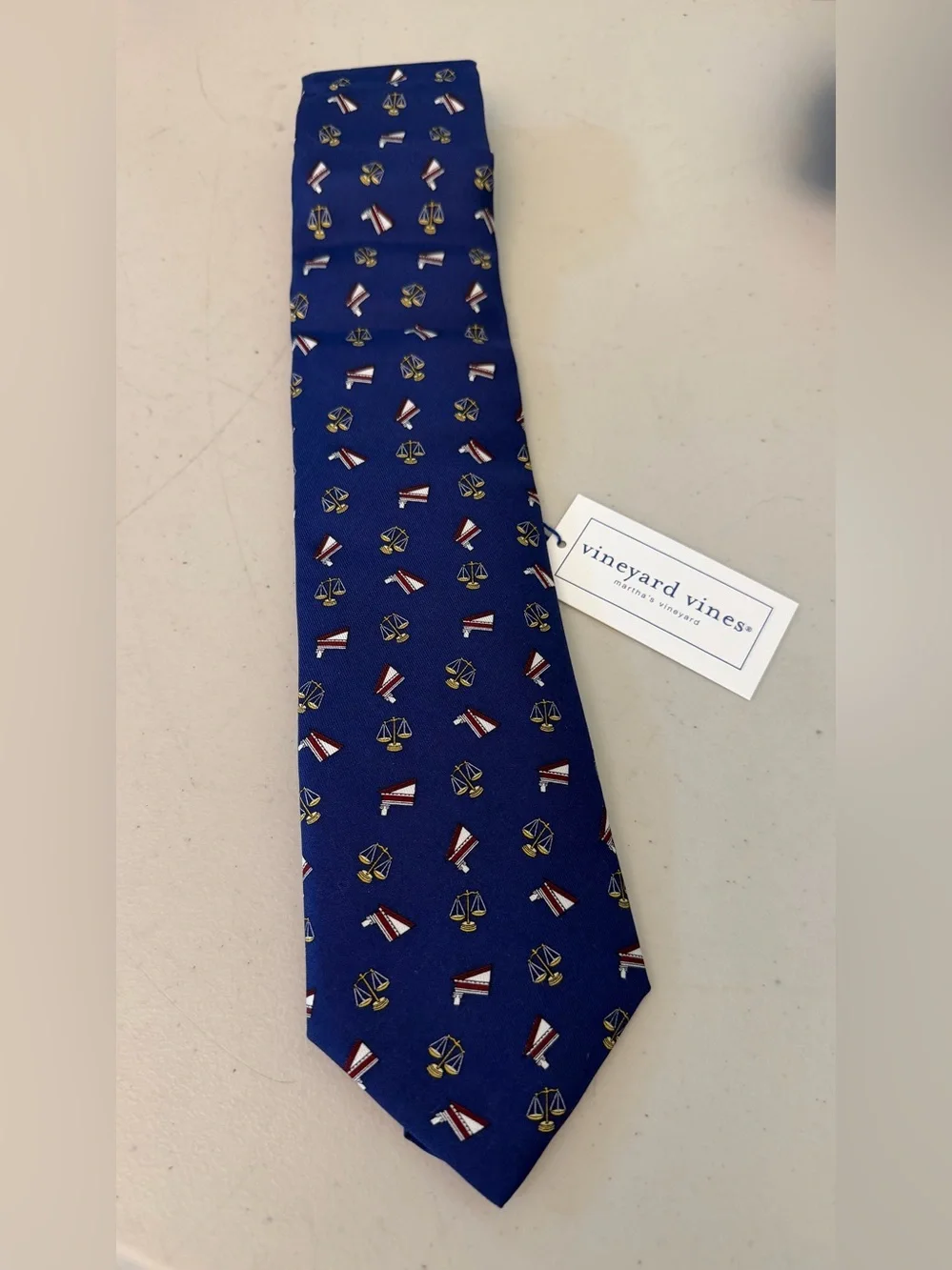 New VINEYARD VINES CUSTOM COLLECTION BLUE LIBRA MOTIF TIE